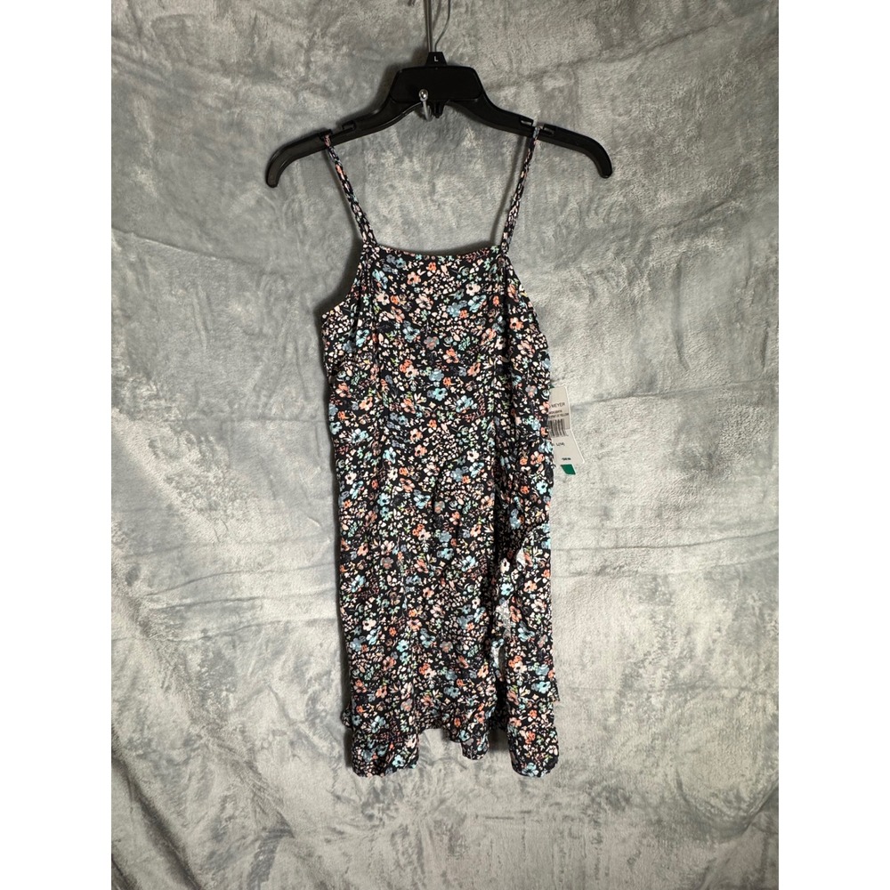 Stitch &‎ Pine Girls Floral Ruffle Midi Dress Hematite Black Size L 14 NWT